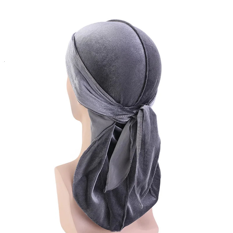 Unisex Men Women Velvet Durags Bandana Turban do doo du rag long tail Biker headwrap Headband Pirate Hat Hair Accessories 260304