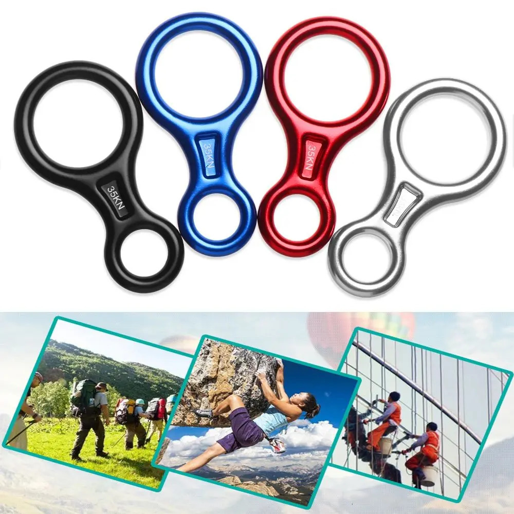 Rock Climbing Descender 35KN Figure 8 Word Rope Ring Downhill Eight Gear Device Equipment 260228
