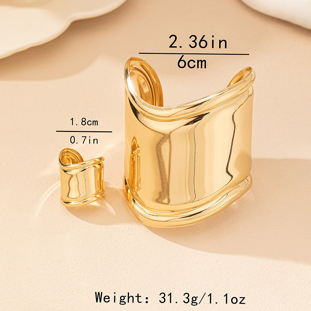 Punk Vintage Smooth Wide Open Cuff Bangles Women Goth Heavy Metal Irregular Arm Bracelet Pulseras Grunge Jewelry Steampunk Men