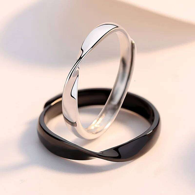 New Mobius Couple Rings For Women Men Black White Adjustable Simple Ring Fashion Wedding Birthday Proposal Gifts W260311