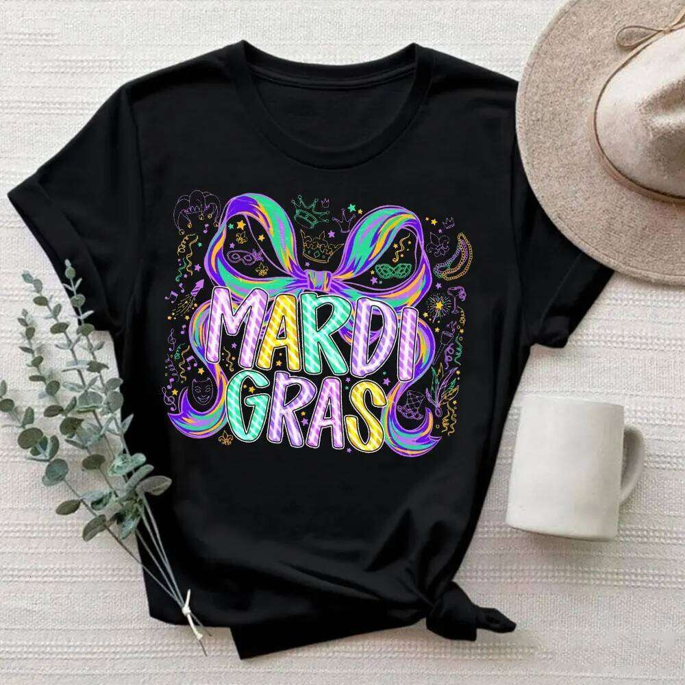 Carnival T Shirt RetroBow Mardi Gras Yall Design Tees High Quality Cotton Y2k Unisex Tops Women Clothes Z260312