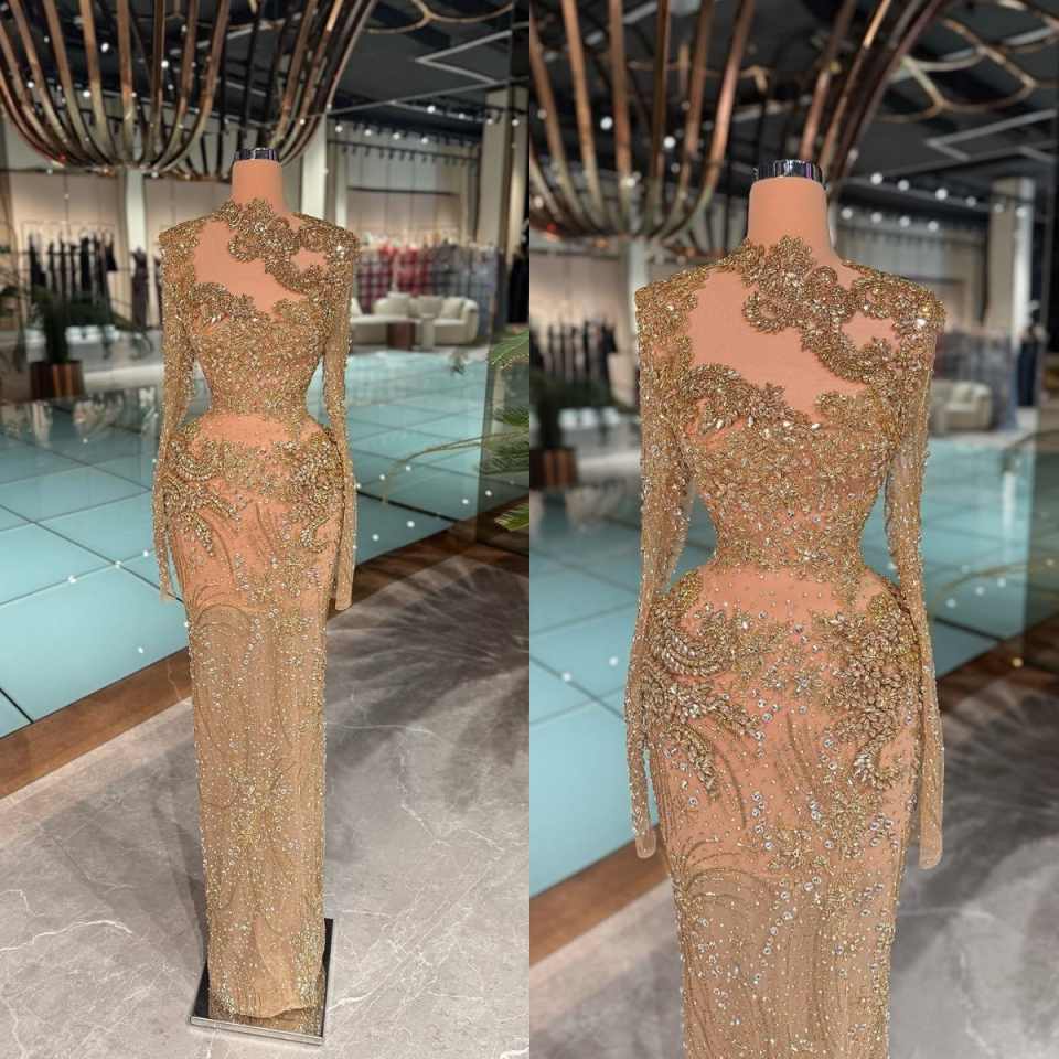 Gorgeous Evening Prom Dresses Mermaid Sequined Beads Lace Crystals Special Design Prom Dress Vestido De Noite Customized