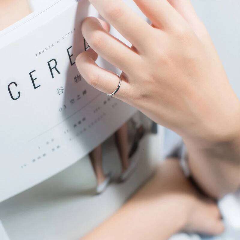Modian Hight Quality 925 Sterling Silver for Women Fashion Glossy Simple Ring Korea Style Fine Jewelry Bijoux H260312
