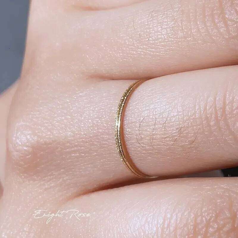 Minimalist Matte Stainless Steel Rings for Women Korean Women's Girls Jewelry Christmas Thin Band Ring Set 18K Gold Plated H260312