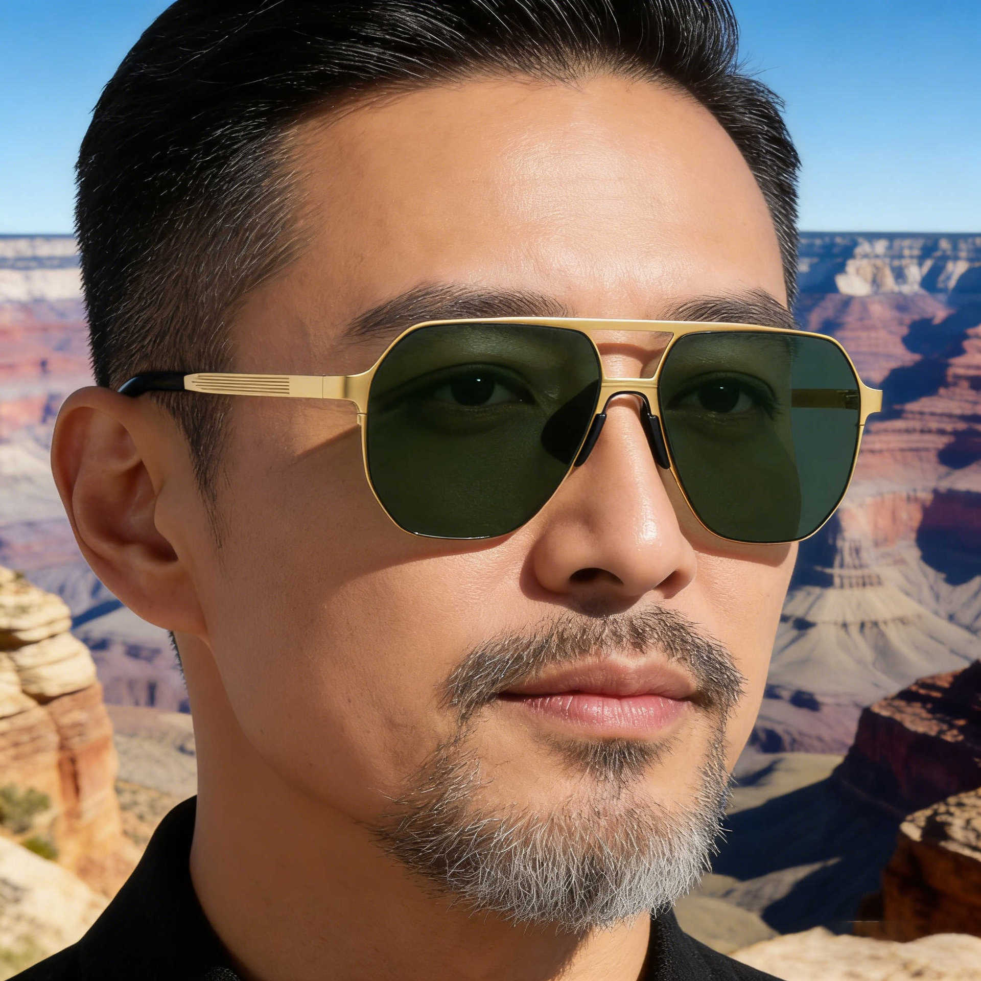 2026 New Fashion Square Frame Nylon Polarized Retro Double-Beam Sun Protection Sunglasses for Men,