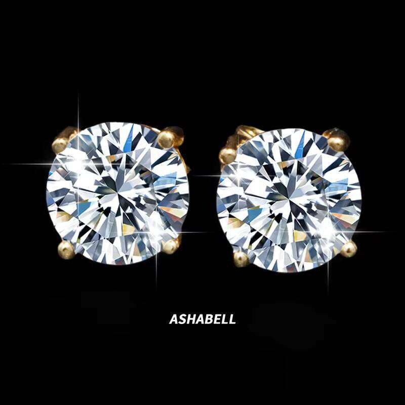 S Pure Sier Gold-Plated Classic Four-Prong 1 Carat VVSD Colored Sulfur Stone Unisex Earrings