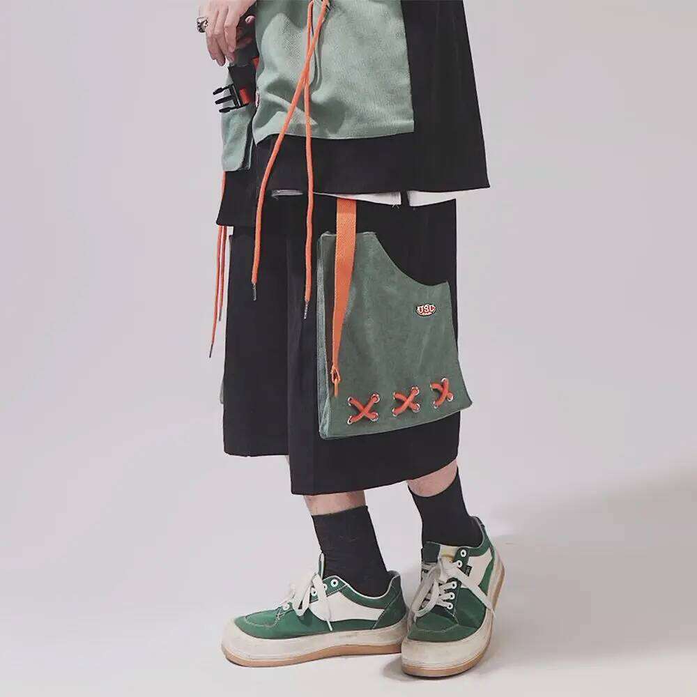 ARENS Hip Hop Cargo Shorts Men Basketball Men's Oversize Couples Matching Clothing Japanese Steetwear Summer Pockets Patchwork