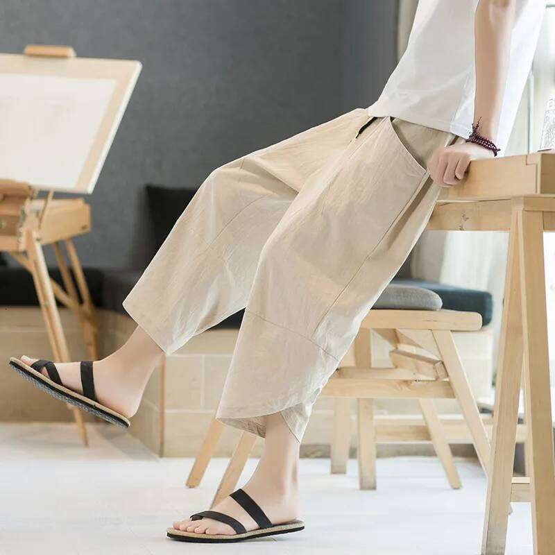 FGKKS 2024 Outdoor Solid Color Slim-Fit Large Pocket Nine-Point High Quality Casual Pants For Men