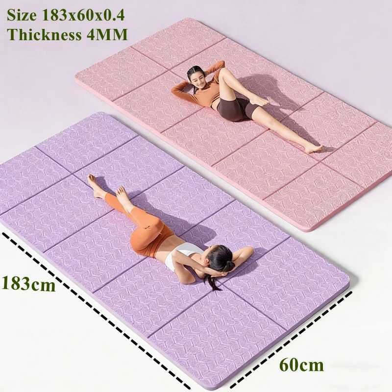 4MM Thick 18360cm Eco-Friendly Foldable Yoga Mat Double-Sided Non-Slip Travel Fitness Exercise Mat Pilates and Floor Workouts M260312