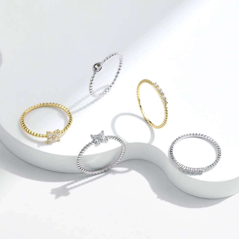 MODIAN D Color Stackable Moissanite Ring 925 Sterling Silver Beads Sparkling Trendy Rings For Women Party Vacation Jewelry H260312