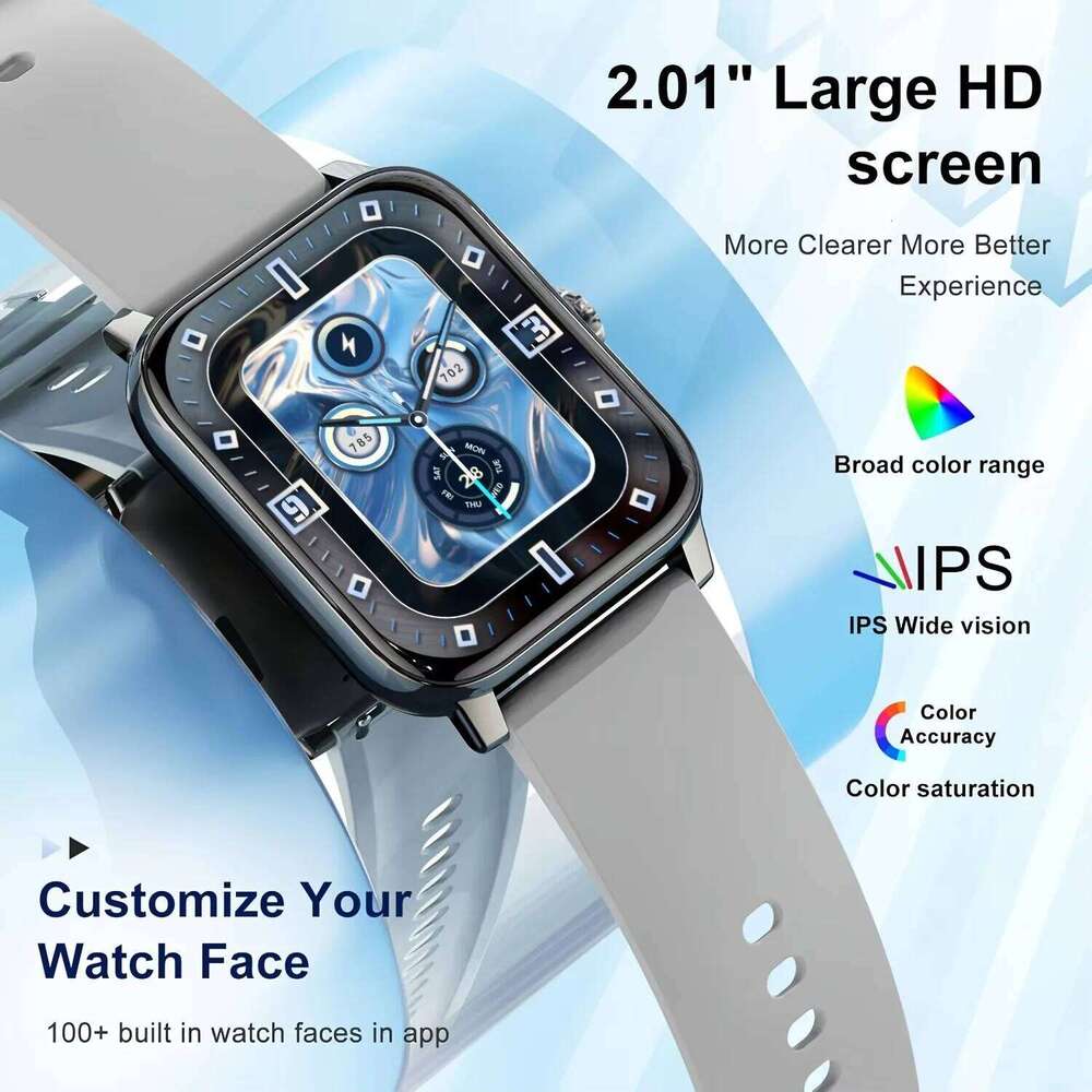 LAXASFIT Fashion Smart 2.01-inch HD Bluetooth Calling Custom Watch Faces Music Player Men and Women New 2025 smartwatch