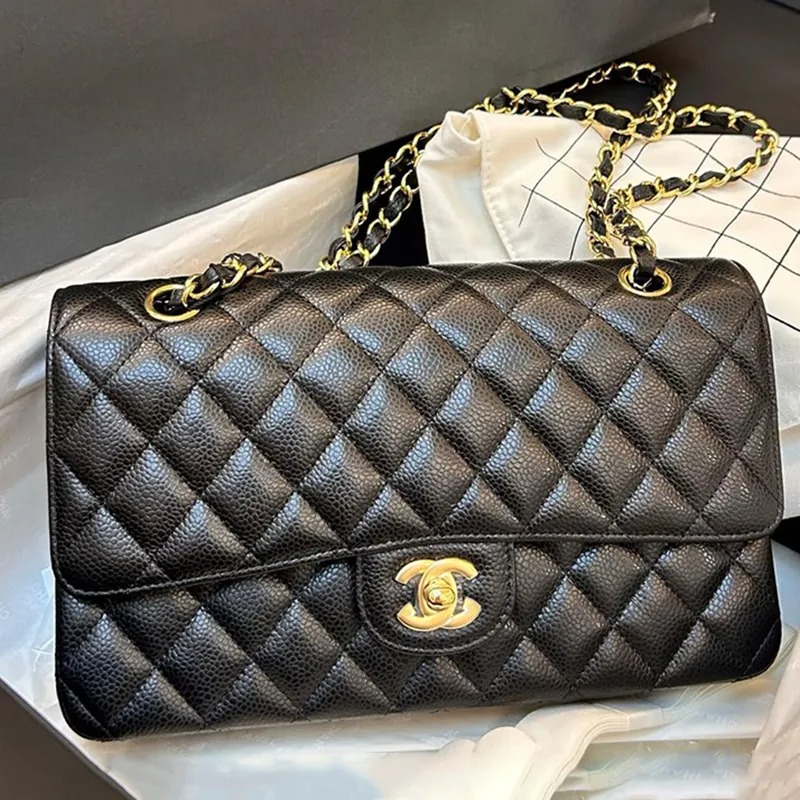 Designer bag Luxury bag DesignerWomen's shoulder bag Caviar black cowhide gold and silver chain crossbody bag Premium lychee leather chain wallet Classic handbag 5A