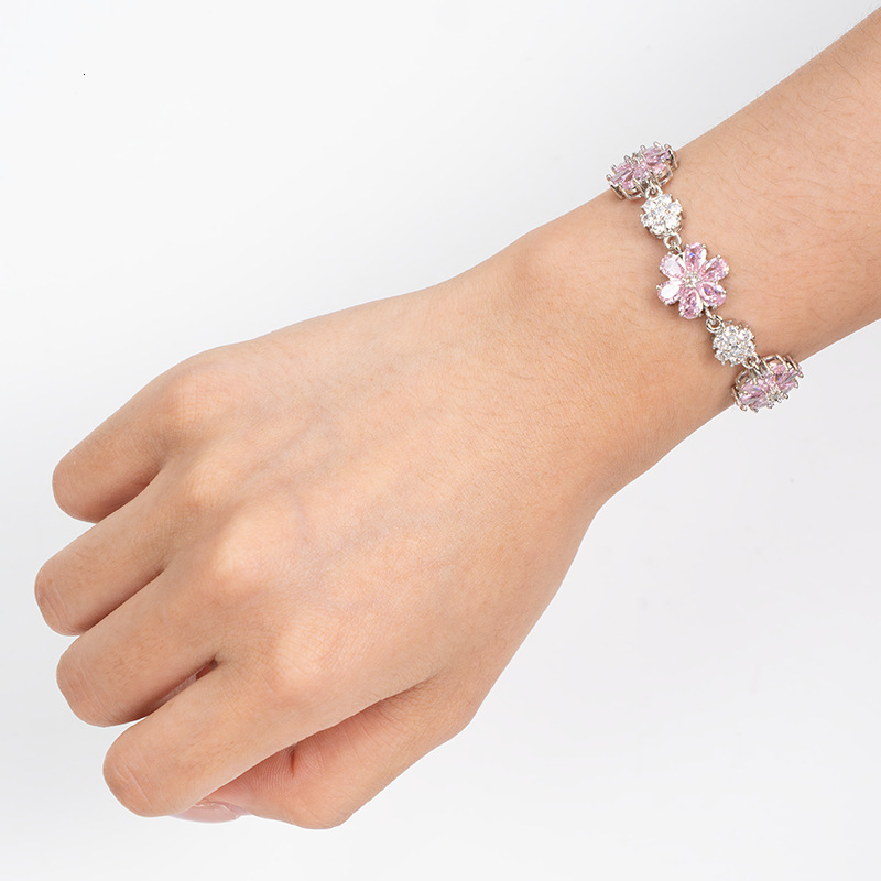Bracelet Full Diamond Colorful Floral Zircon Bracelet Multi-Color Gemstone Bracelet Micro-Inlaid Light Luxury Flower-Shaped Fashion Women's Brace