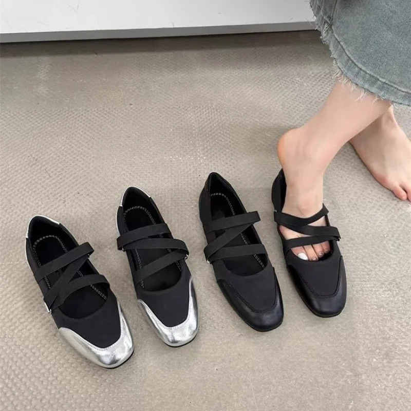 2026 SpringFall Mary Jane Flats - Ballet-Inspired Round-Toe Slip-On Shoes with Elastic Strap Vintage Work Pumps for Women 260227