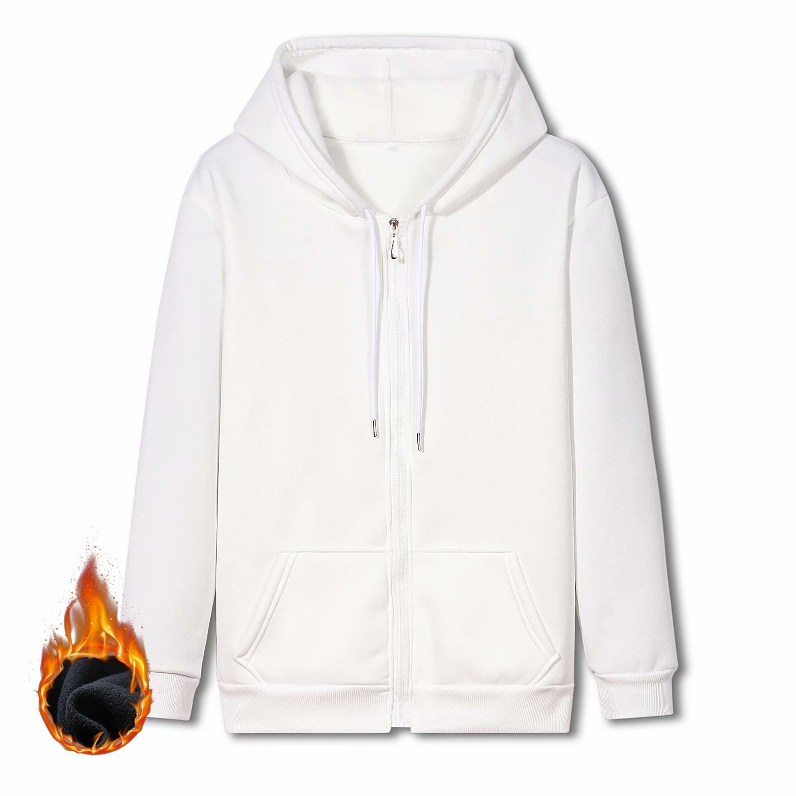New Winter Designer Hoodie Fleece-lined Plain Large-size Sweatshirt Student Zip-up Sports Hoodie -style Casual Loose Jacket