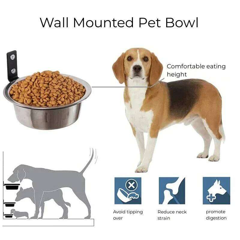 Wall Mounted Pet Stationary Cage Stainless Steel Dog Cat Hanging Bowls Durable Puppy Kitten Feeder Water Food Bowl 26Y0312