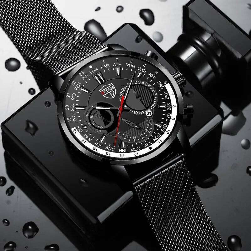 Stainless Steel Mesh Strap Christmas Gift Man Quartz Handcuffs Analog Watches Men Gifts for Dad Black Friday Watch