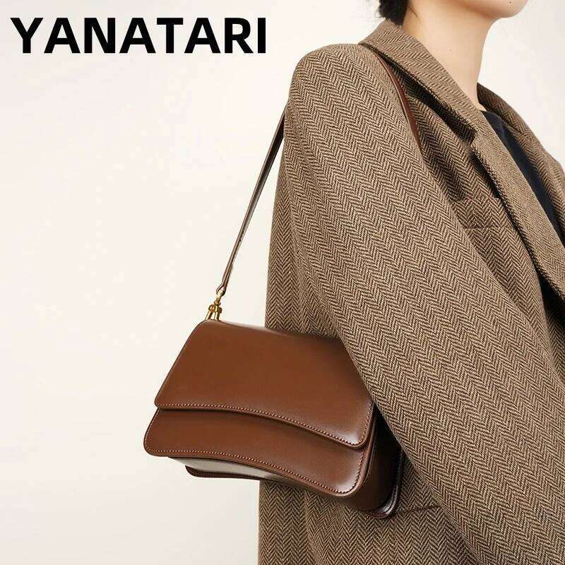YANATARI Underarm Cowhide Genuine Leather Handbags Women Vintage Shoulder Bag Female Luxury Bags Womens High Quality 2025