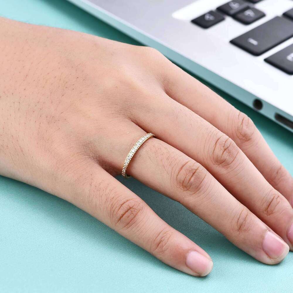 Full Small CZ Zircon Channel Setting Stainless Steel Engagement Rings for Women H260312