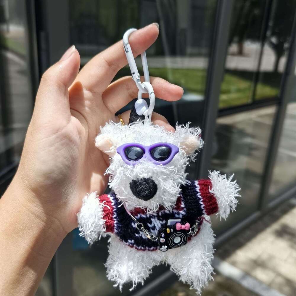 Pilot cartoon West Highland dog bag pendant keychain girlfriend gift plush car decoration trendy toy