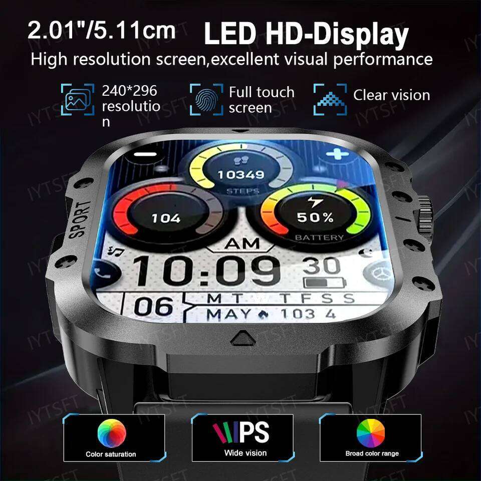 LAXASFIT 2025 New Military Smart Watch Men Outdoor Sports Fitness Tracker Health Monitoring 2.01Inch Bluetooth Calls Smartwatch