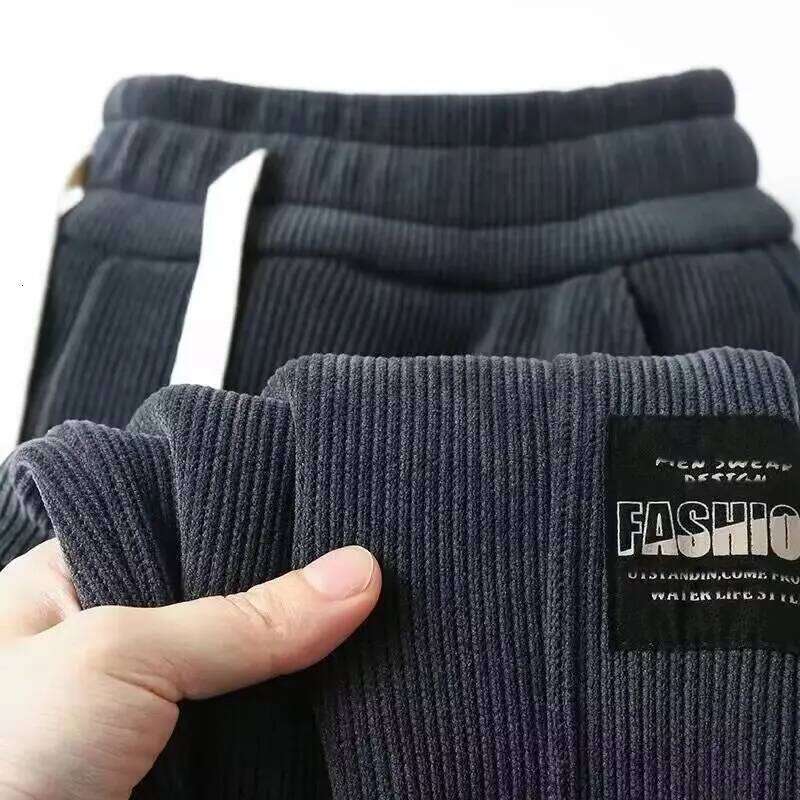 Men Tech Fleece Embroidery Sweatpants Baggy Corduroy Jogger Male Autumn Casual Harem Pants Loose Sport Thermal Trousers
