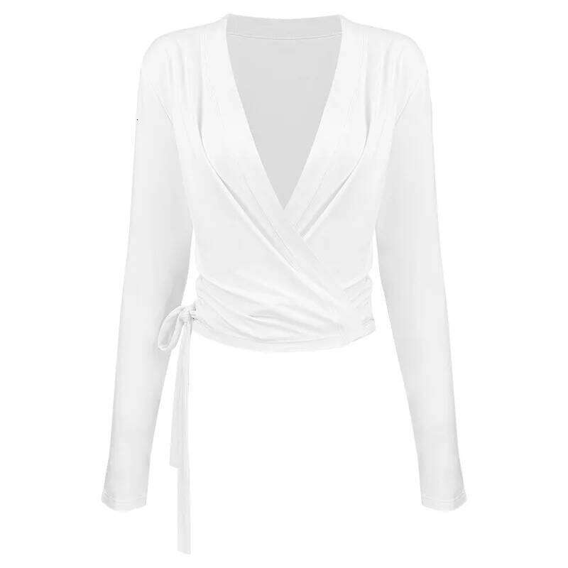 Yoga Women Crossover Strap Long Sleeve Cover-up T-shirts Pilates Running Outdoor Sports Loose Tops Breathable Soft Gym Fitness 26Y0312