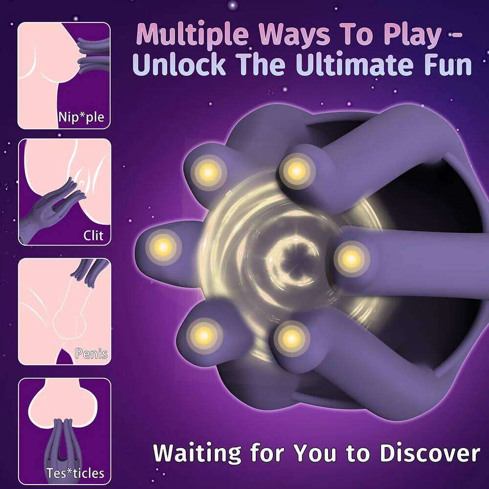 12 Vibration Male Glans Stimulator,Penis Trainer with 6 Tentacle Points,Screen Display,360 Wrapping Glans,Sex Toys for Men Z260312