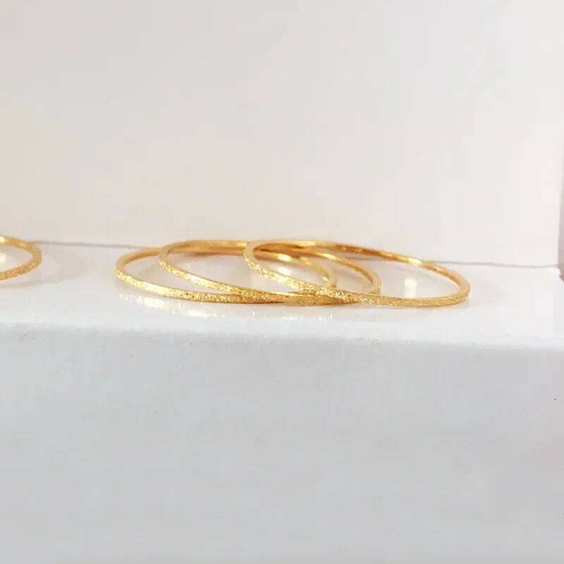 Minimalist Matte Stainless Steel Rings for Women Korean Women's Girls Jewelry Christmas Thin Band Ring Set 18K Gold Plated H260312