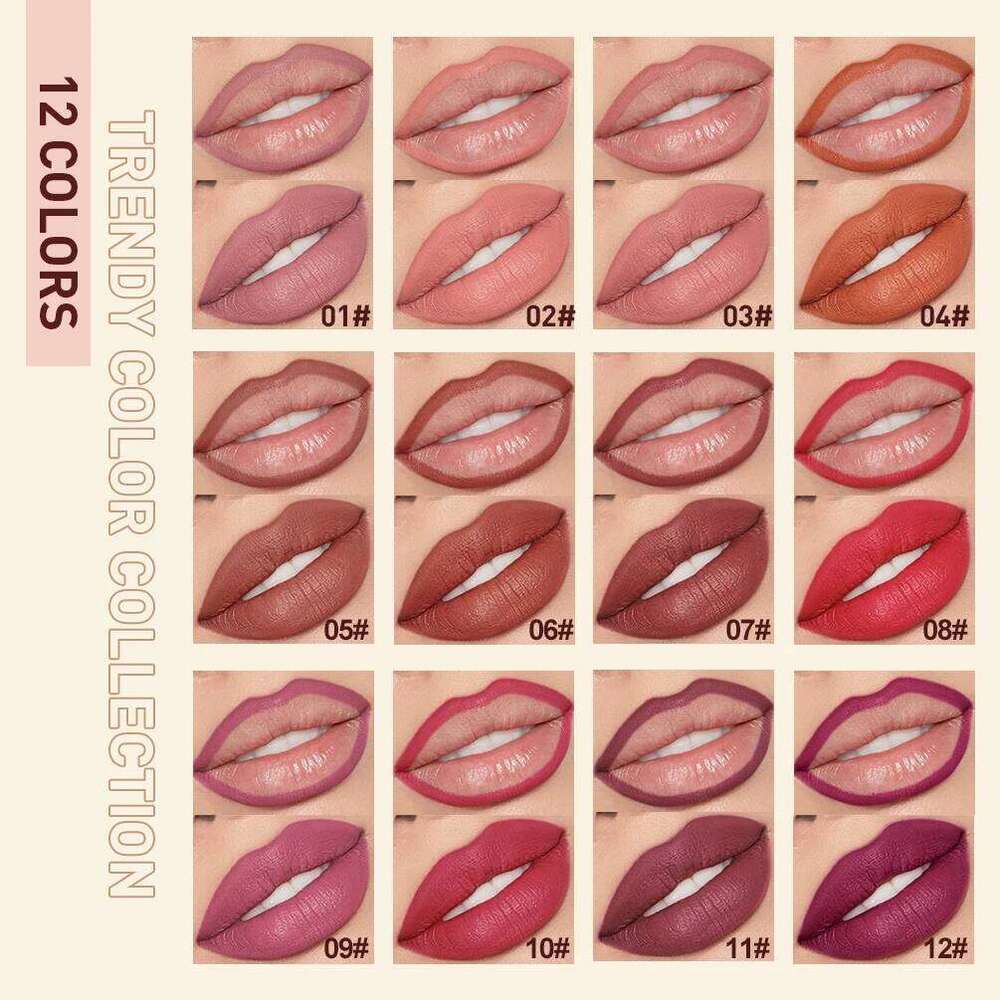 QIBEST Matte Nude Lipstick Pen Long Lasting Lipliner Pencil Waterproof Liner Contour Sexy Red Lip Makeup Set For Women W260311