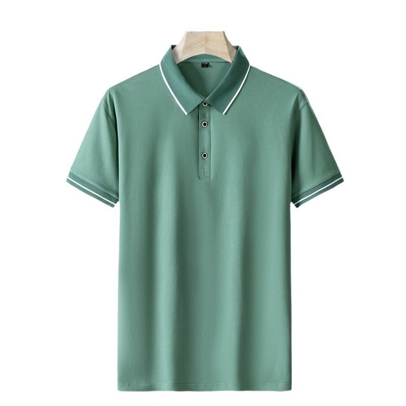 Summer Men's POLO Shirt Short T-Shirt Ice Silk Thin Turn-down Collar Half Sleeve Dad's Wear Business Casual Polo