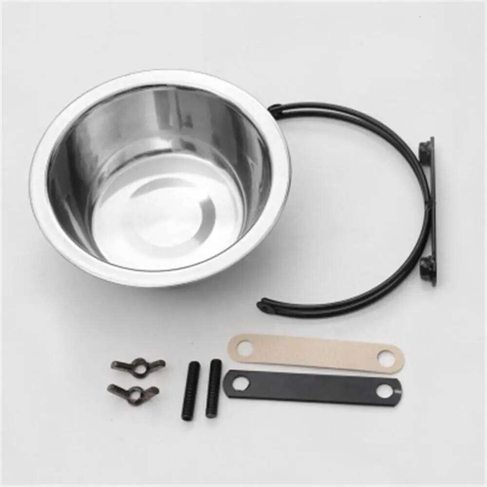 Pet Can Hang Stationary Cage Stainless Steel Dog Cat Hanging Bowls Durable Puppy Kitten Feeder Water Food Bowl 26Y0312