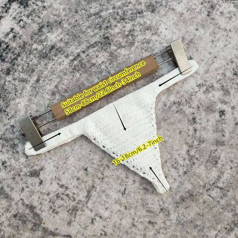 Hand Crochet Women Swimwear Sexy Beach Bikini Set Cover UP Skirt Boho Style Elastic Waistband Tassels Y260303