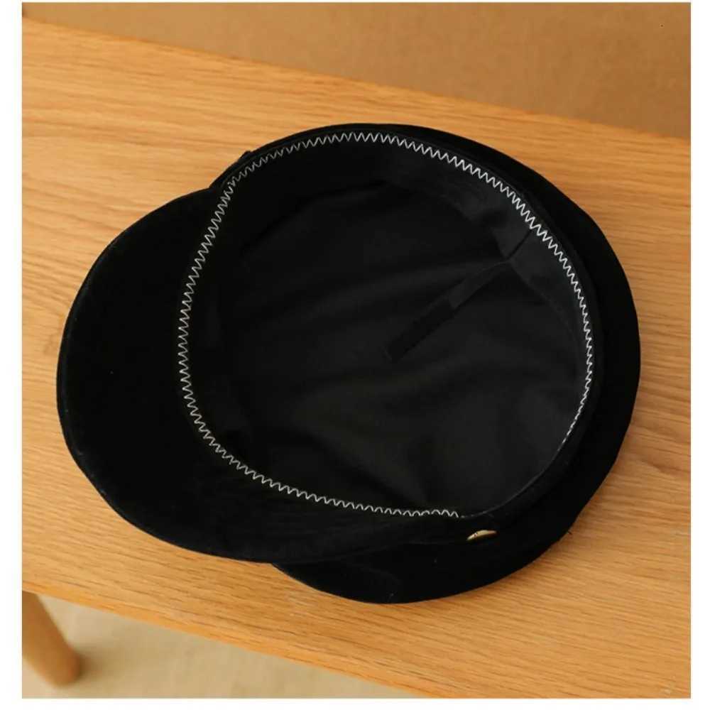Retro Navy Style Suede Newsboy Cap Men Women Autumn Winter Casual Flat Top Painter Hat H260312 - view 7