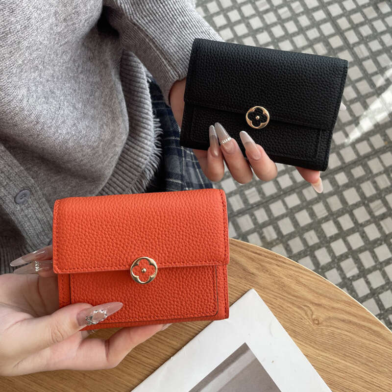 Luxury fashion wallet Genuine Leather Short For Women New Model Multi Card Slot Coin Purse With Plum Blossom Clasp Bank Card Wallet