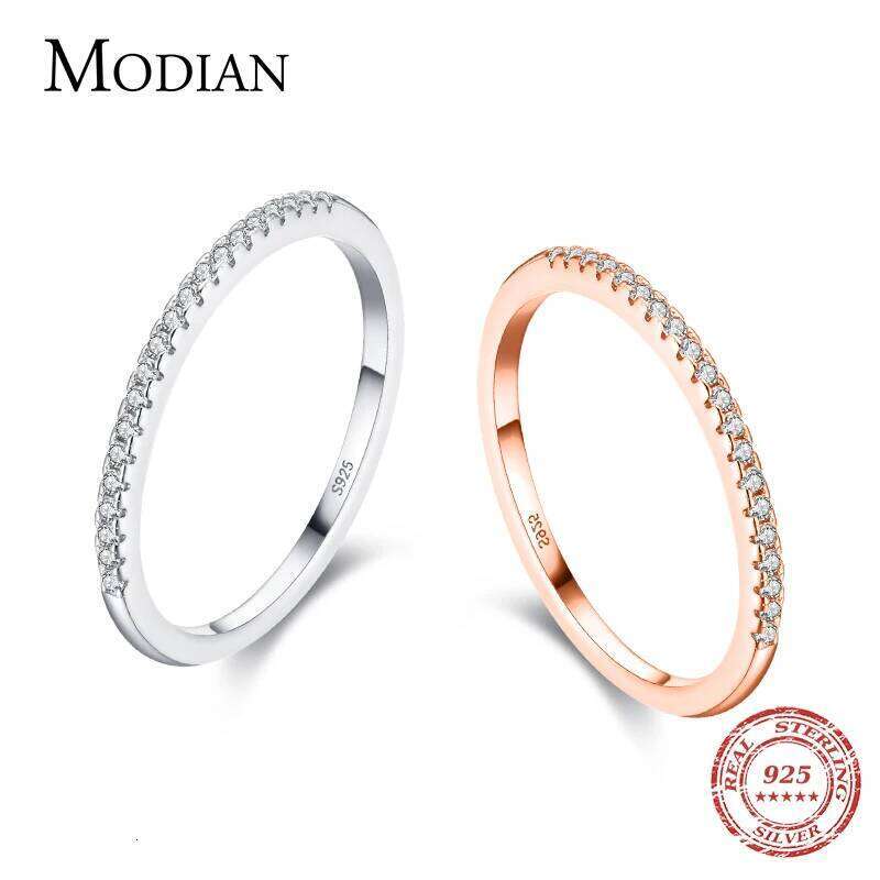 Modian Simple Elegant Ring Solid 925 Sterling Silver Dazzling Clear CZ Finger Rings For Women Wedding Statement Jewelry H260312