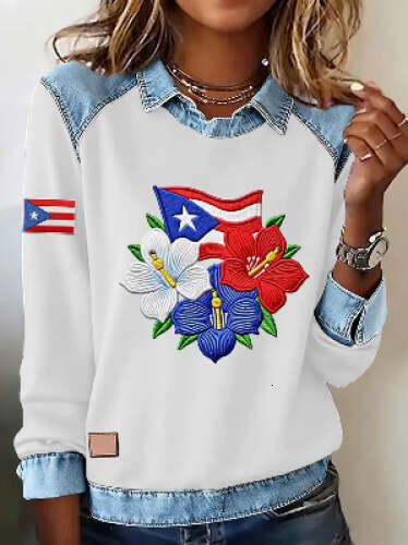 2026 New Women's Fashionable Floral Retro Pattern Long-Sleeved T-Shirt, Suitable for Everyday Wear and Stylish Outfits