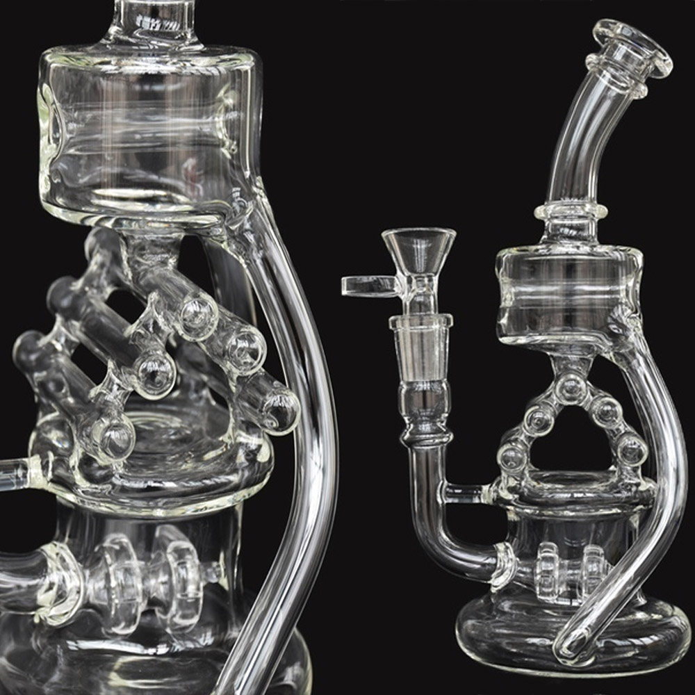 BIg Glass bong Water Pipes Shisha Hookahs bubbler Freezable Coil Water Bongs Recycler Smoking Pipe With 14mm banger