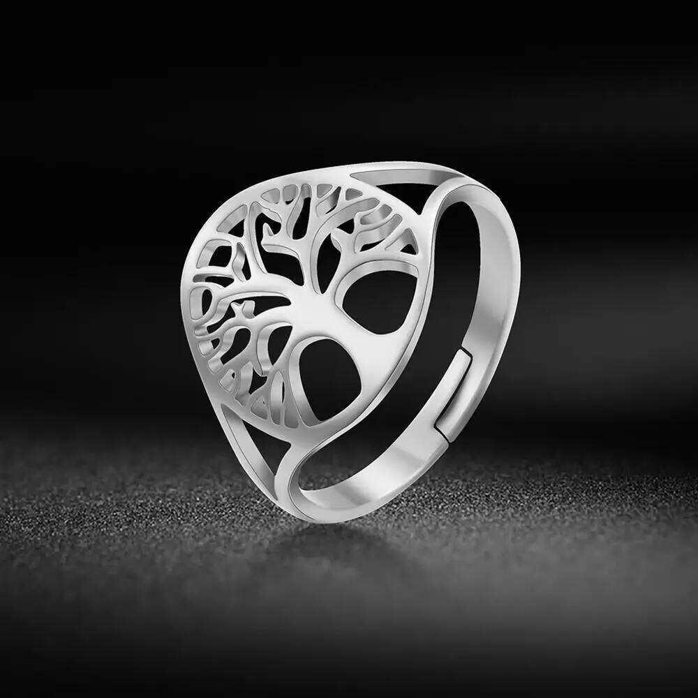 Skyrim Tree of Life Adjustable Ring Viking Stainless Steel Gold Color Finger Rings Jewelry Anniversary Gifts for Women Girl 2022 H260312