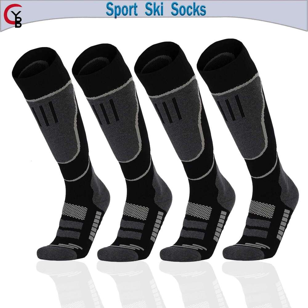 YANBIGUO 2 Pairs Wool Ski Socks,Thermal Knee-high Cold Weather Warm Socks for Snowboarding,Snow,Winter,Hunting Z260312