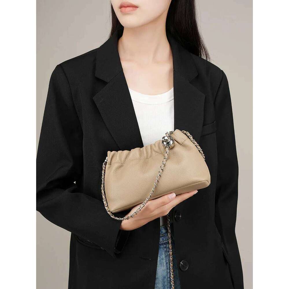 Genuine Leather Women Shoulder Luxury Brand Small Chain Flap Bags For Ladies Handbag Natural Cowskin Female Crossbody Bags