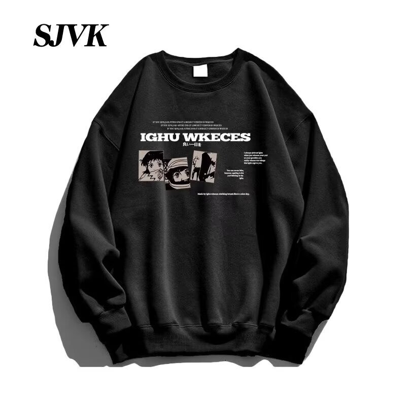Heavyweight Printed Sweatshirt For Men Designer Hoodie Autumn New Retro Style Round Neck Loose Casual Hoodless Jacket