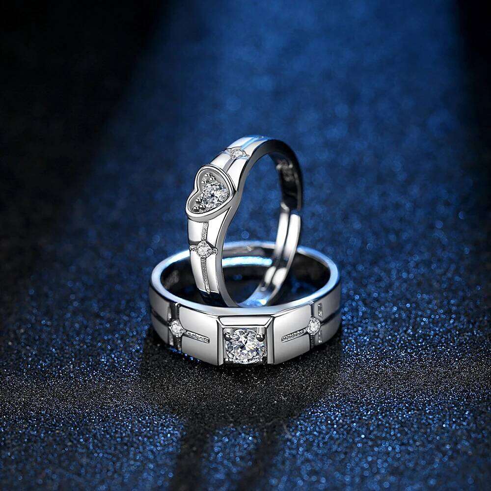 Real 925 Stelring Silver Woman's New Jewelry Heart Square Crystal Zircon Couple Ring For Men XY0390 W260311