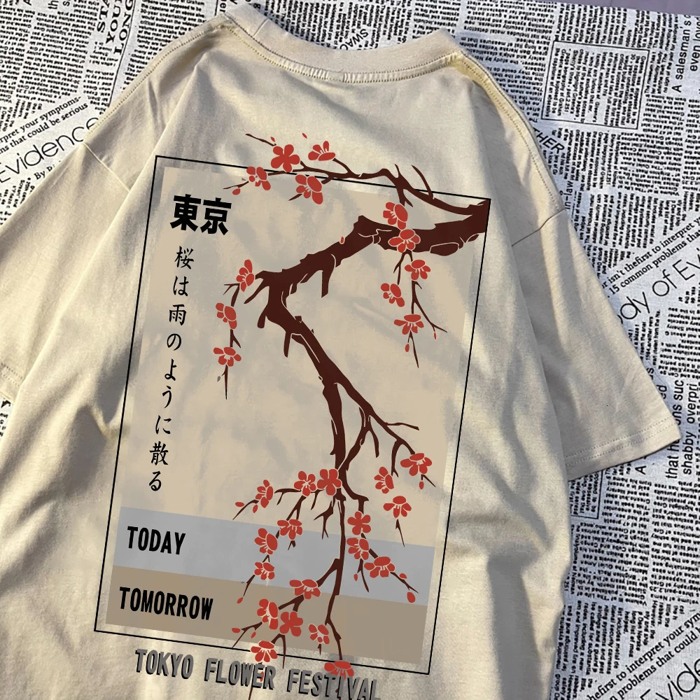 Today Tomorrow Tokyo Flower Festival T Shirt Men Women Fashion ONeck Tshirts Summer Cotton Tops Loose Street Hip Hop TShirts 260228