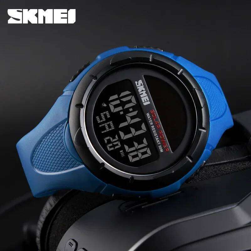 SKMEI 1405 Solar Energy Sports Digital Mens Wristwatches LED Display Military Waterproof Watch for Men Clock 1068 Reloj Hombre
