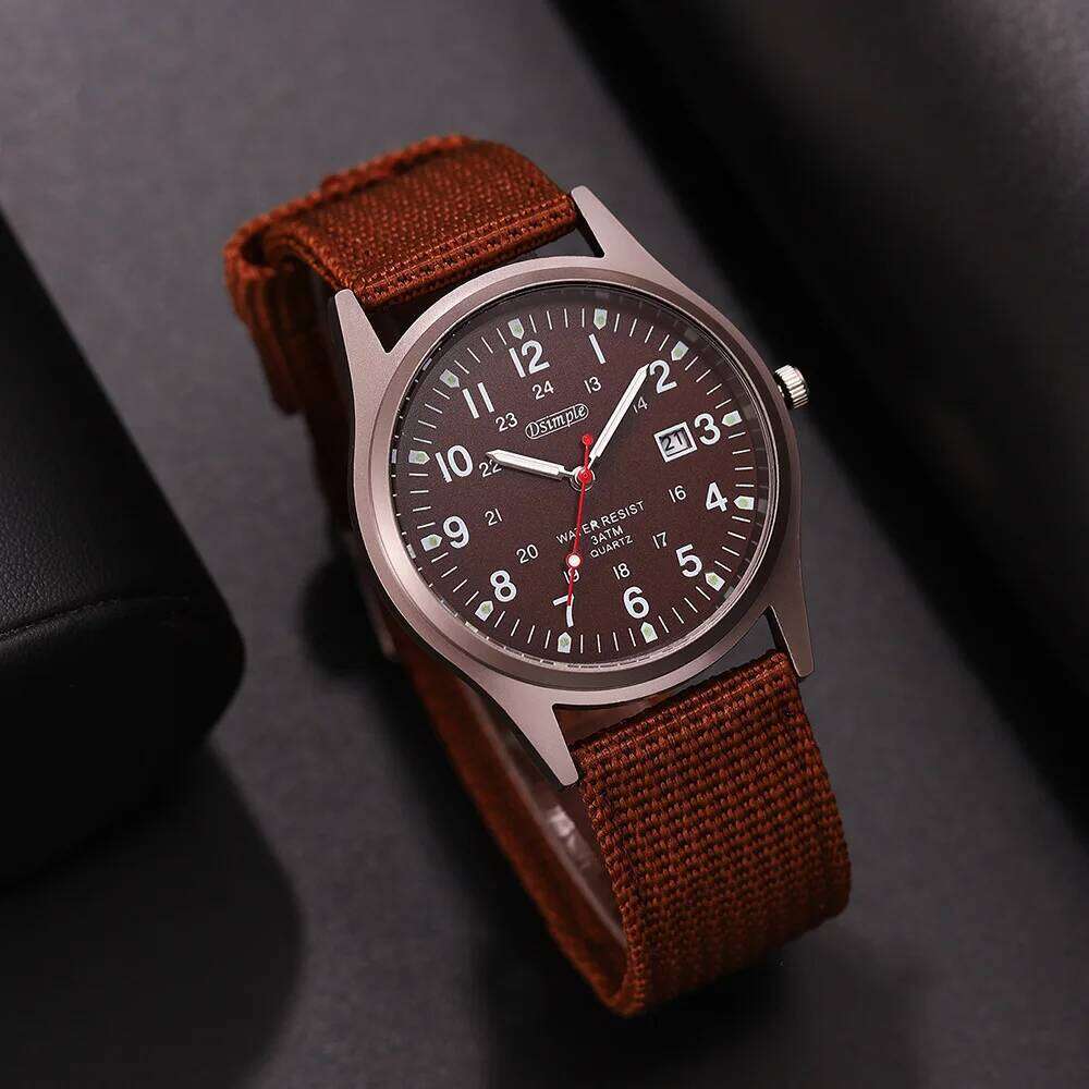 2pcs/set Men's Watch Calendar Fashion Digital Display Men Quartz WristWatch Casual Business Mens Clock Set
