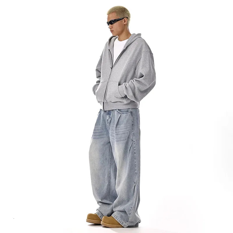 Korean Retro MenS Jeans High Street Straight Leg Pants Loose Casual Jeans Fashion Wide Leg Pants 260310