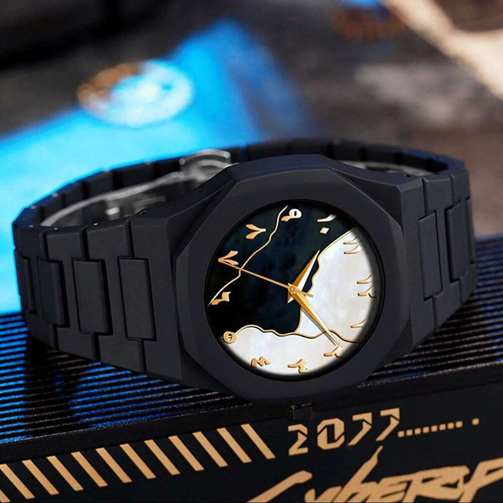 2025 New Hot Selling Silicone Strap Black Sports Style 40mm Quartz Movement Fashion Arabic Digital Wrist Watch for Men