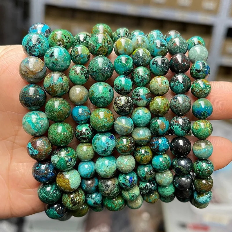 JD 3A Natural Azurite Bead Charm Bracelet Women Men Genuine Blue Malachite Energy Crystal Aura Healing Yoga Elastic Couple Gift 260302