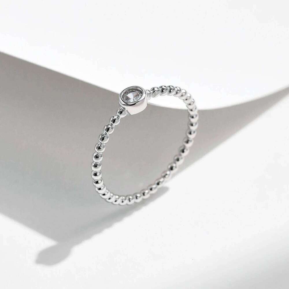 MODIAN Bezel Setting Moissanite Ring 925 Sterling Silver Beads Trendy Stackable Finger Rings For Women Lab Diamond Jewelry H260312